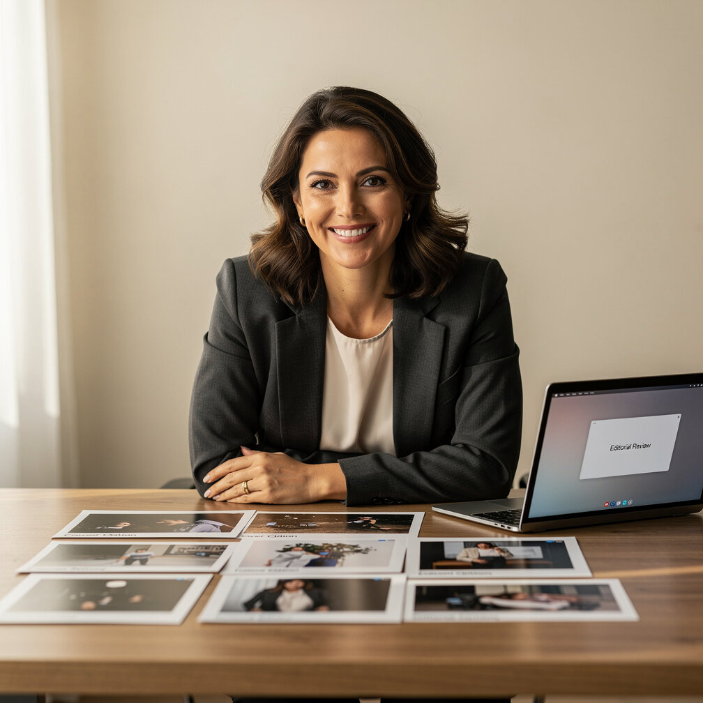 Portrait of a Swiss French magazine editor in her forties